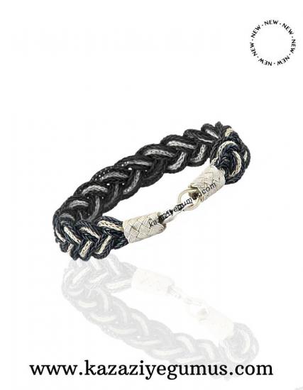 Black and White Kazaziye Silver Bracelet