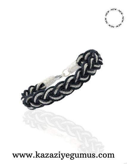 Black and White Kazaziye Silver Bracelet