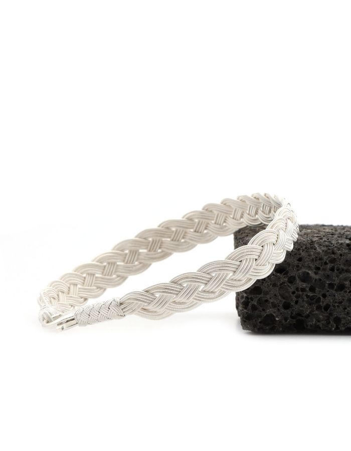 Oxide Silver Kazaziye Four Row Knitted Bracelet