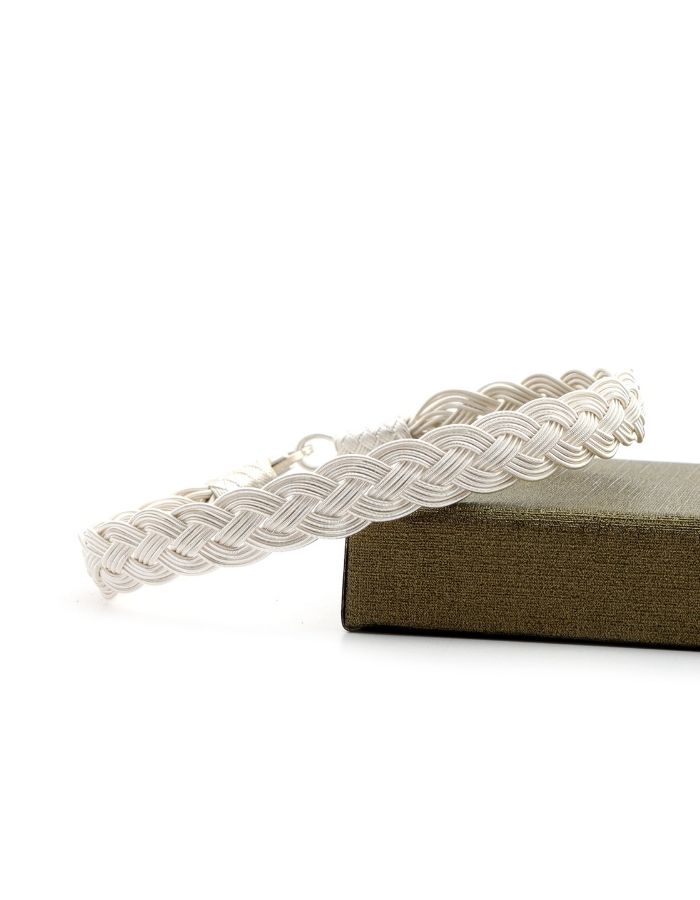 Oxide Silver Kazaziye Four Row Knitted Bracelet