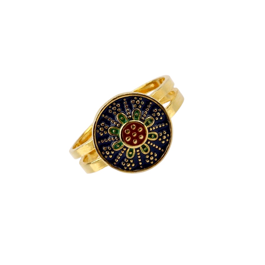 925 K Mardin Mesh Red Enamel Silver Ring