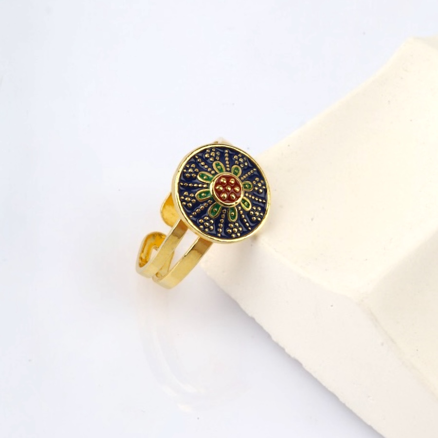 925 Carat Mardin Straw Red Enamel Silver Ring