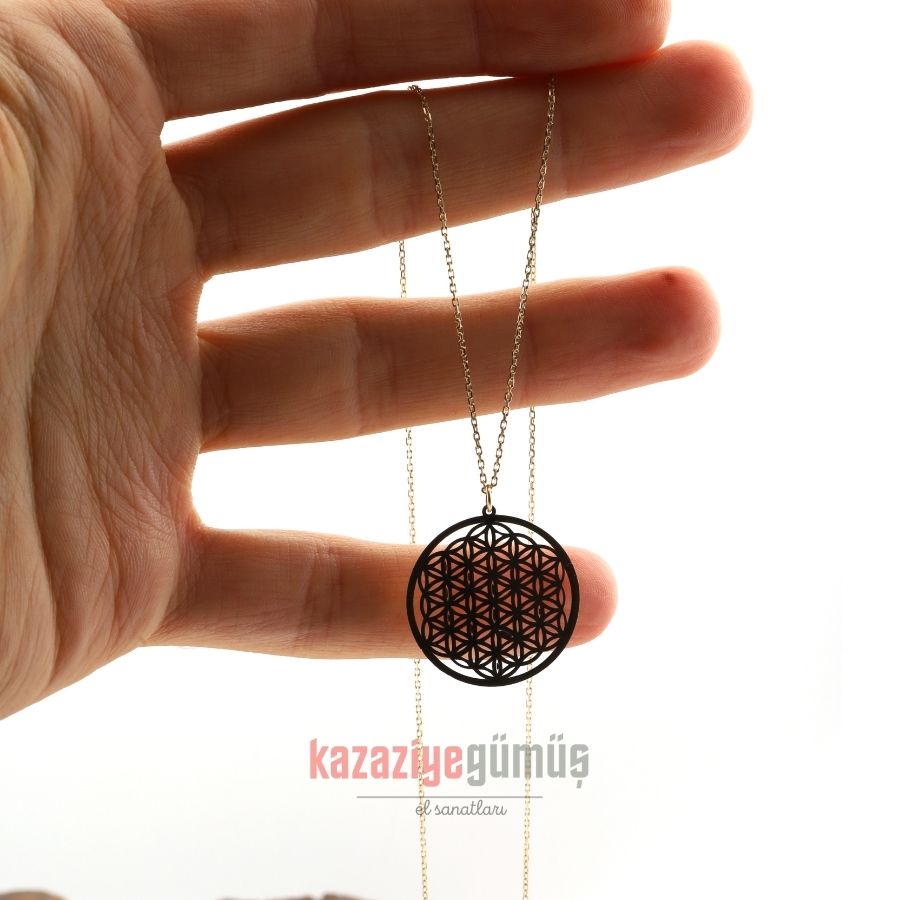 14K Yellow Gold Flower of Life Necklace