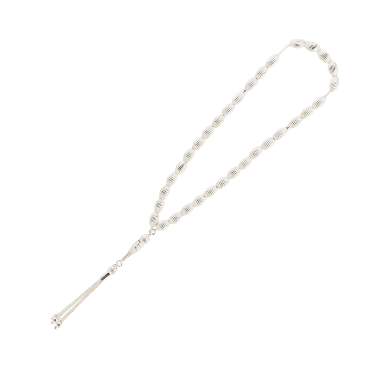 925 Ayar Gümüş Kalem İşlemeli Damla Model Tesbih