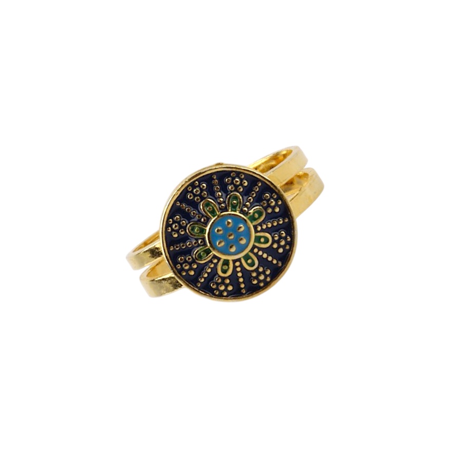 925 K Mardin Mesh Blue Enamel Silver Ring