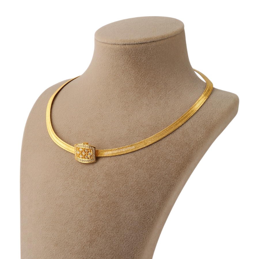 Three Row Princess Straw Silver Necklace
