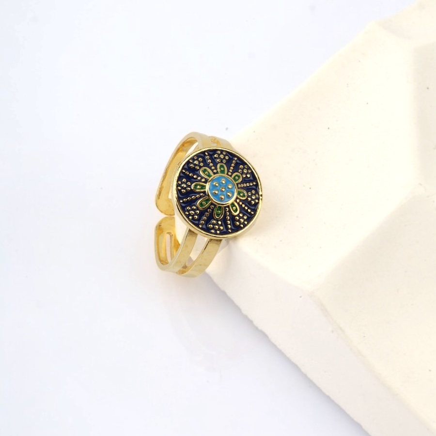 925 Carat Mardin Straw Blue Enamel Silver Ring
