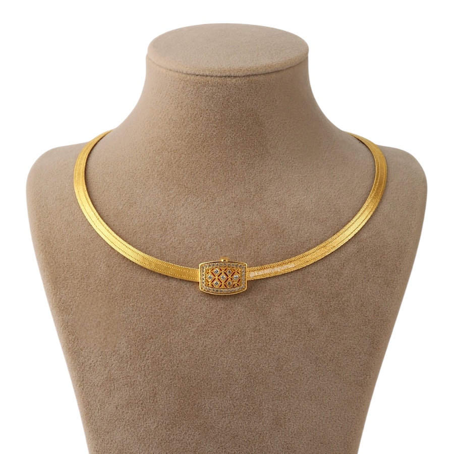 Three Row Princess Straw Silver Necklace