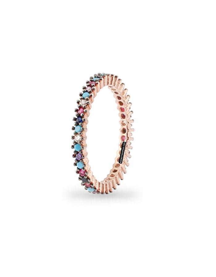 Rose Plated Mixs Silver Ring