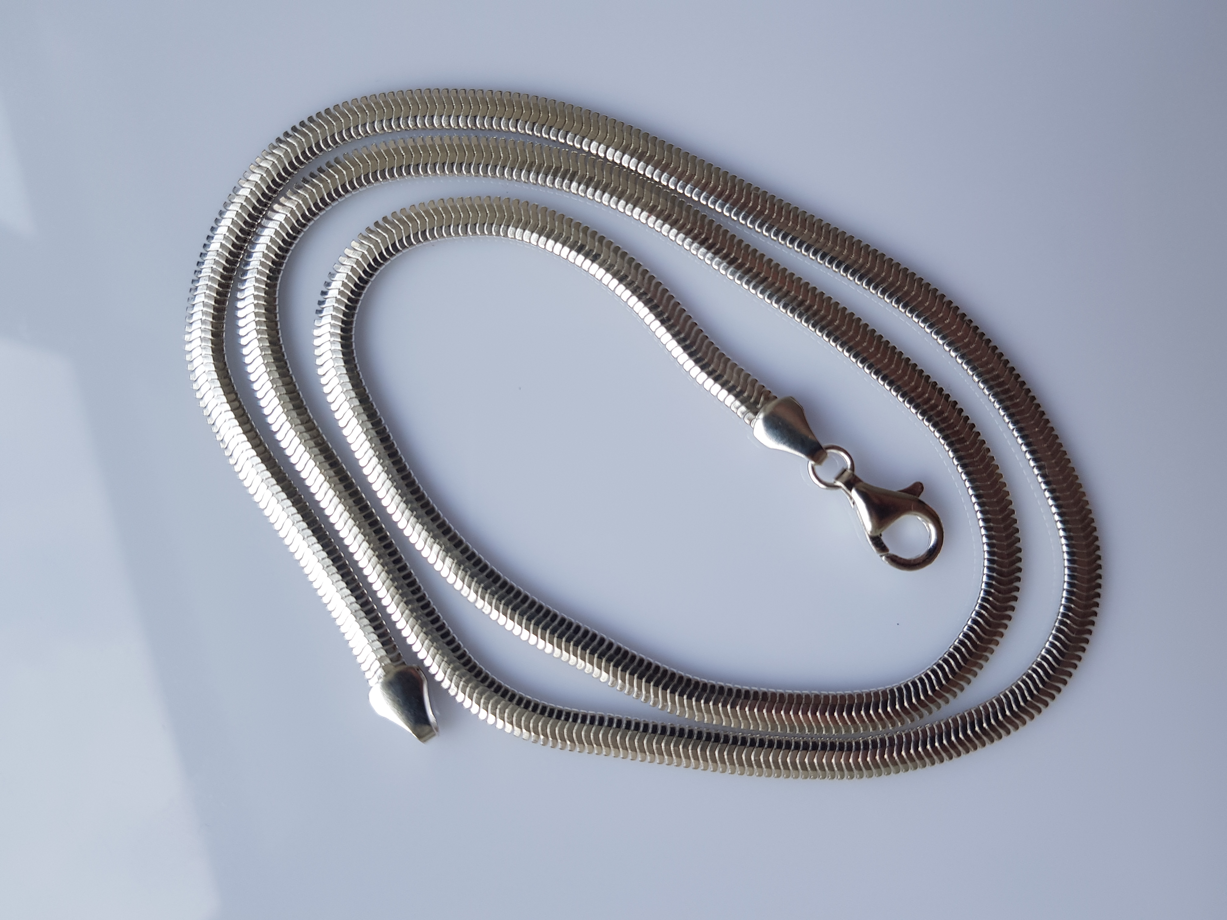 Flat Snake Unisex 925 Sterling Silver Necklace