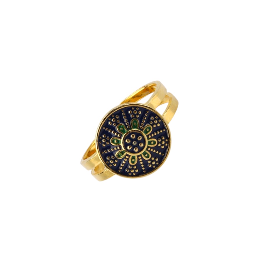 925 K Mardin Mesh Navy Enamel Silver Ring