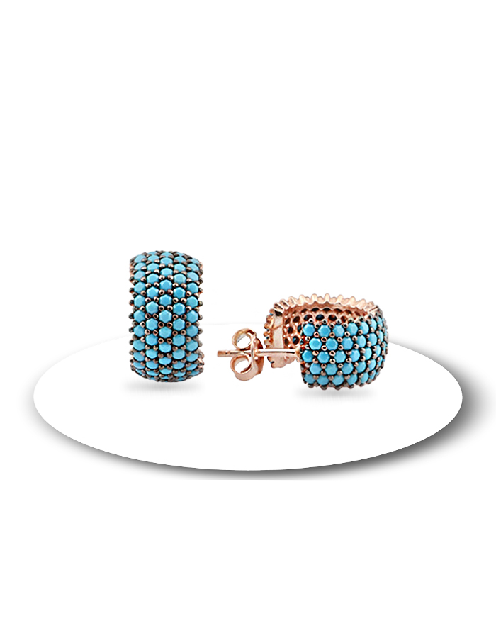 5 rows full round Silver Womens Earrings