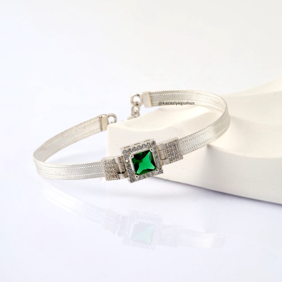 3 Row Trabzon Wicker Baguette Silver Bracelet