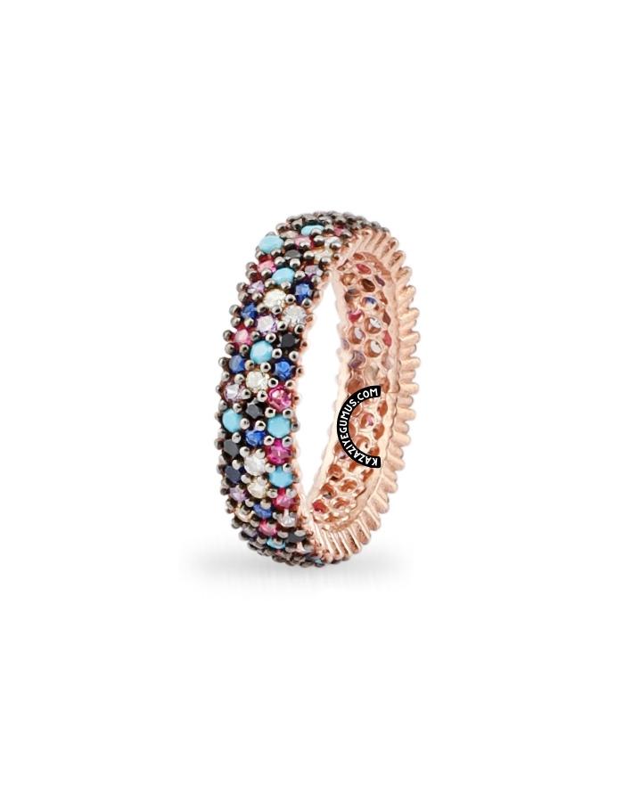 Rose Plated Mixs Silver Ring