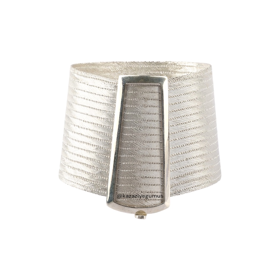 17 Row Klasik Tokalı Trabzon Hasırı Silver Bangle
