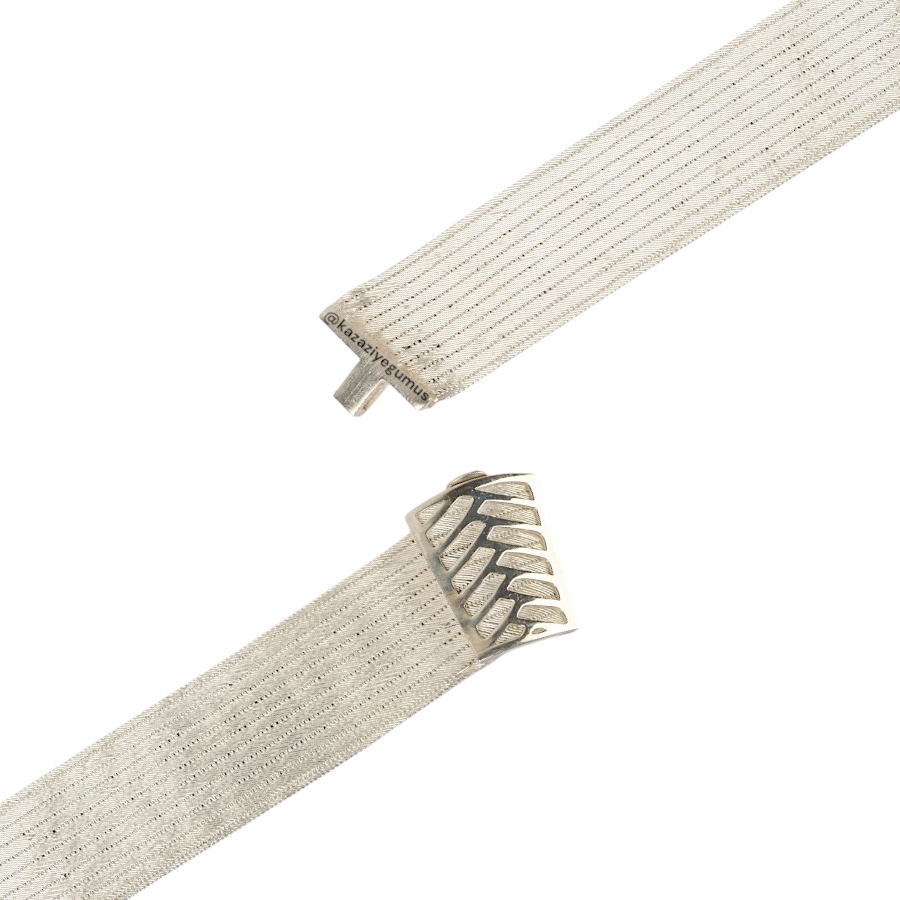 11 Row Knitted Trabzon Straw Silver Bracelet