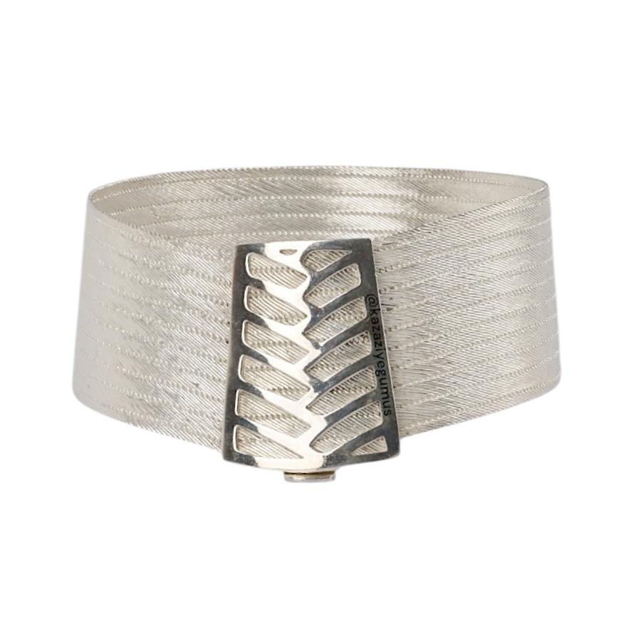 11 Row Woven Tokalı Trabzon Hasırı Silver Bangle