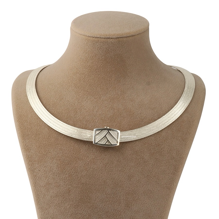 5 Row Trabzon Wicker Silver Necklace