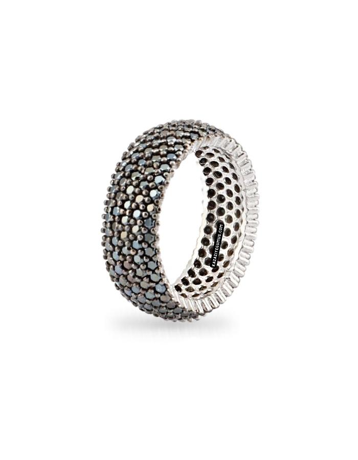 5 Row Zircon Stone-set Women's Silver Ring