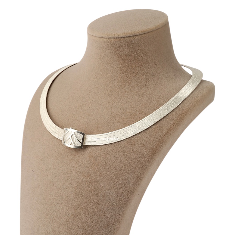 5 Row Trabzon Wicker Silver Necklace