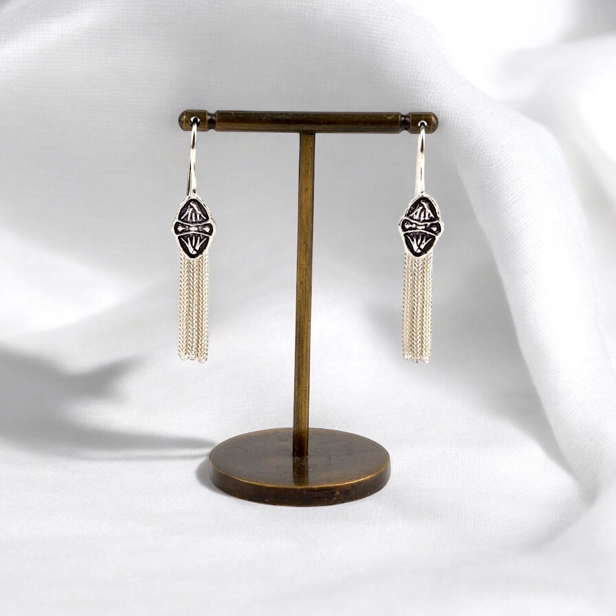 925 Carat Flower Motif Mardin Straw Earrings