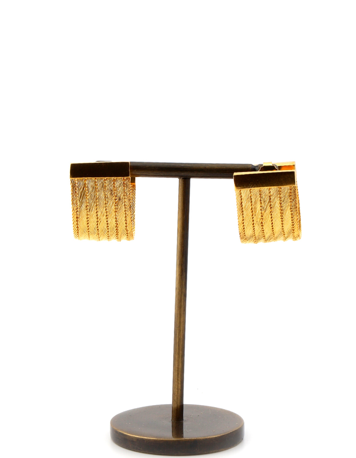 Plain Toka Gold Plated Trabzon Hasırı Earrings