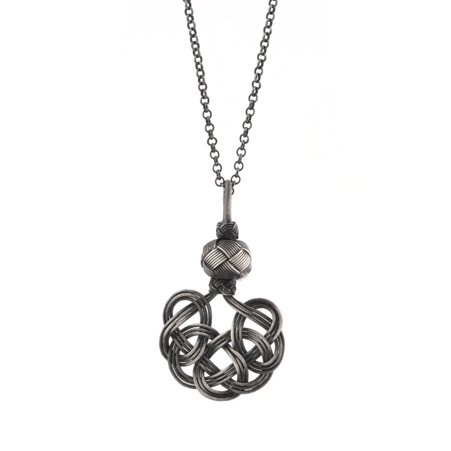 1000 K Love Knot Oxidized Necklace