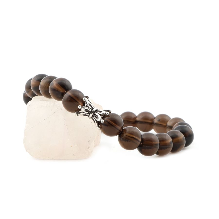 Smoky Quartz Natural Stone Sterling Silver Bracelet