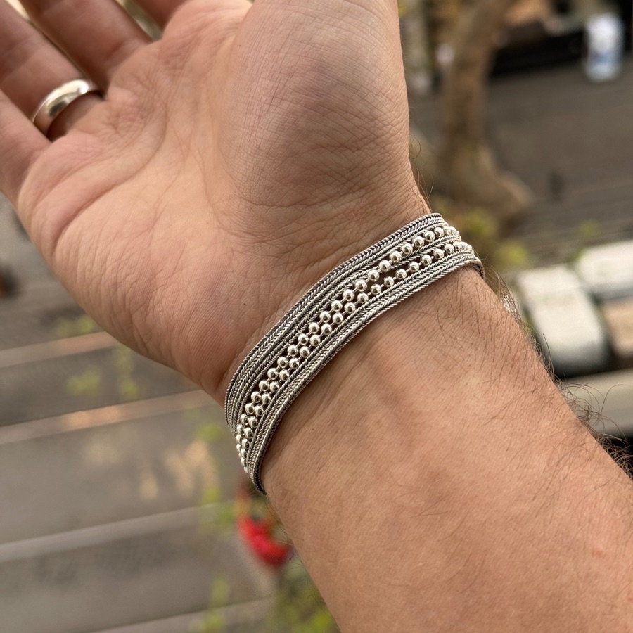 Mardin Wicker Dorica 7 row Silver Bracelet