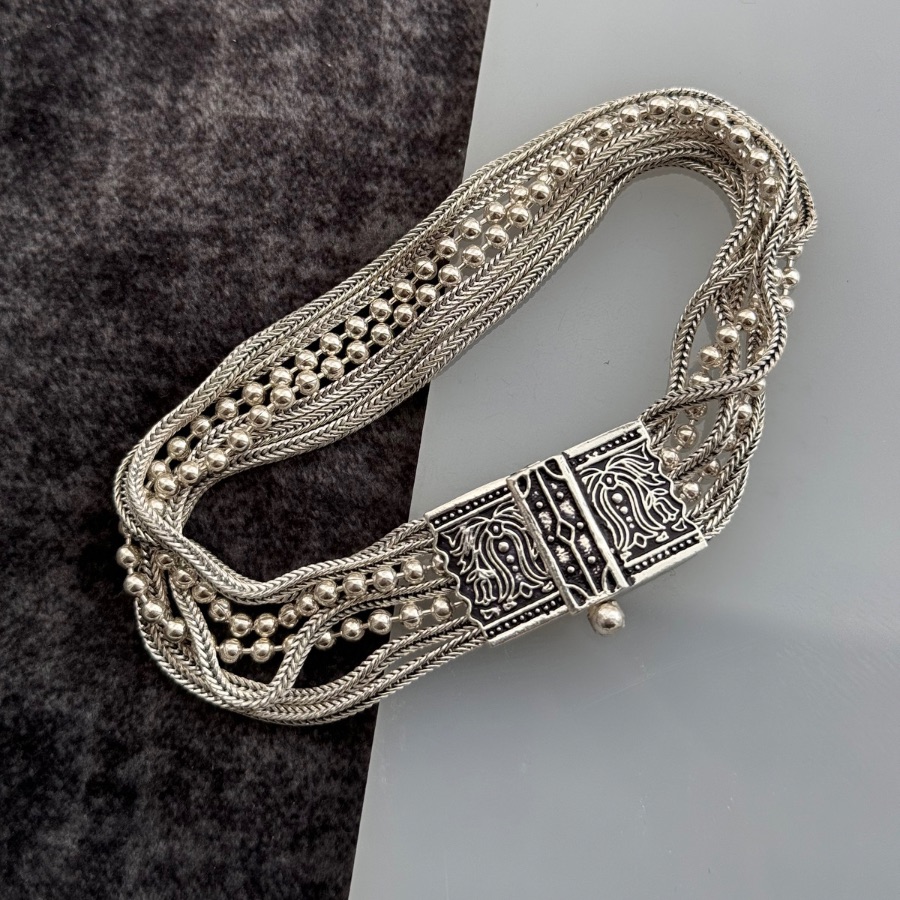 Mardin Wicker Dorica 7 row Silver Bracelet