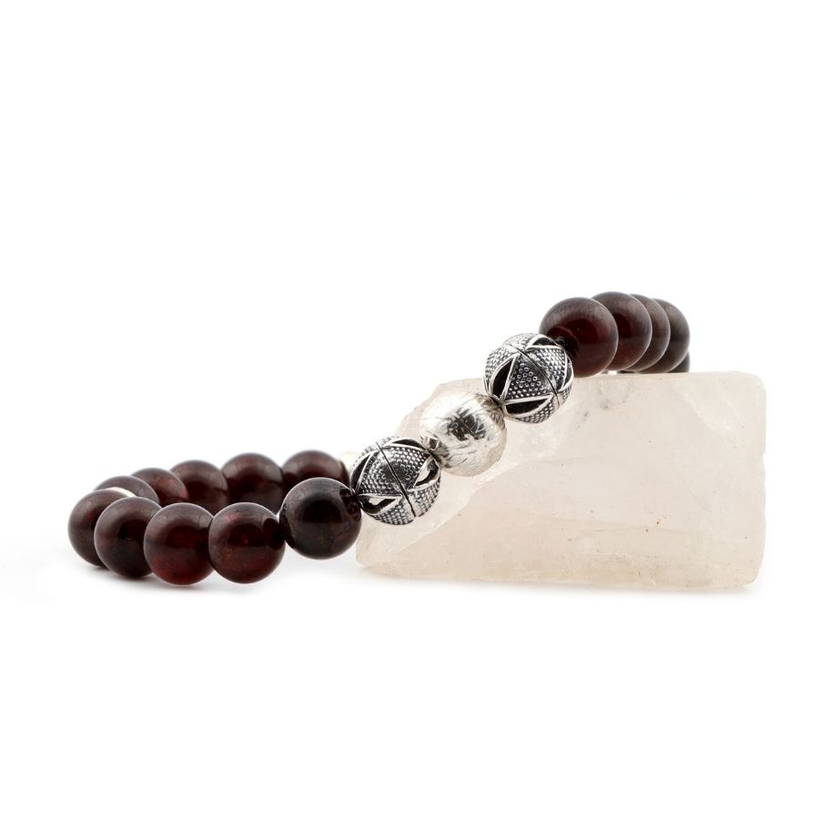 Garnet Natural Stone Sterling Silver Bracelet