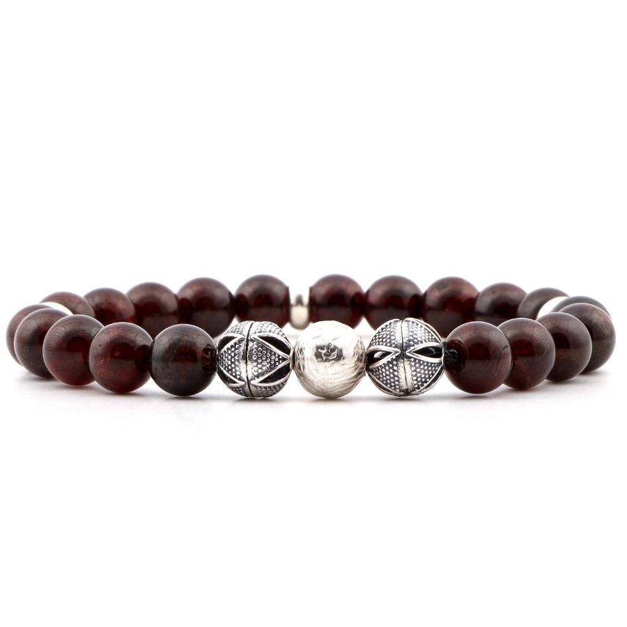 Garnet Natural Stone Sterling Silver Bracelet