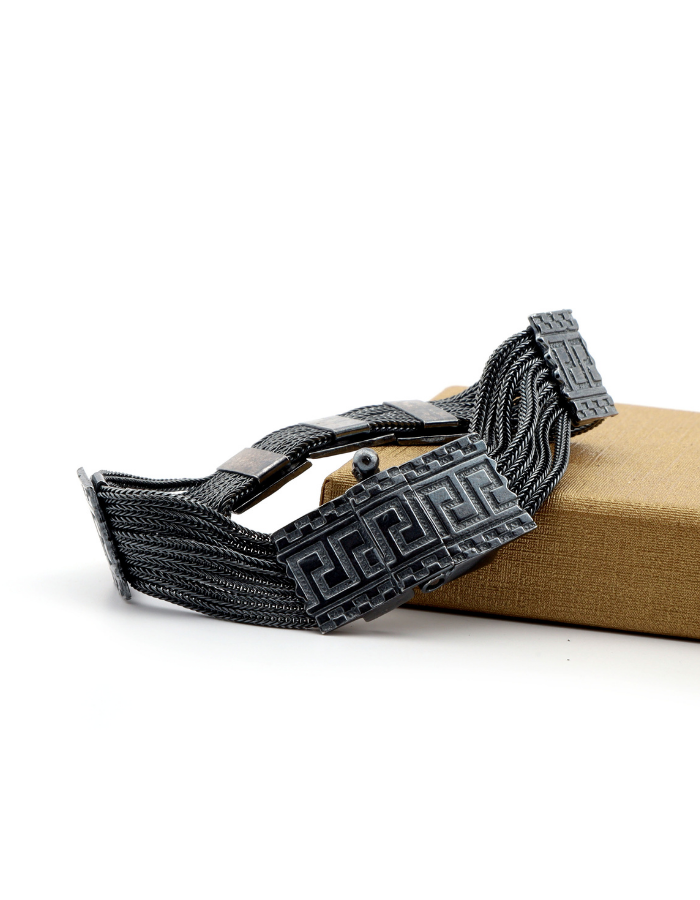 Unisex Oxidized Midyat Straw Bracelet