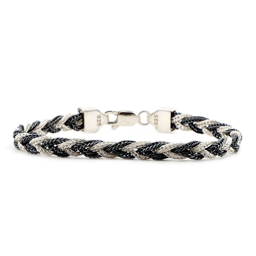 925K Mardin Straw Minimal Silver Bracelet