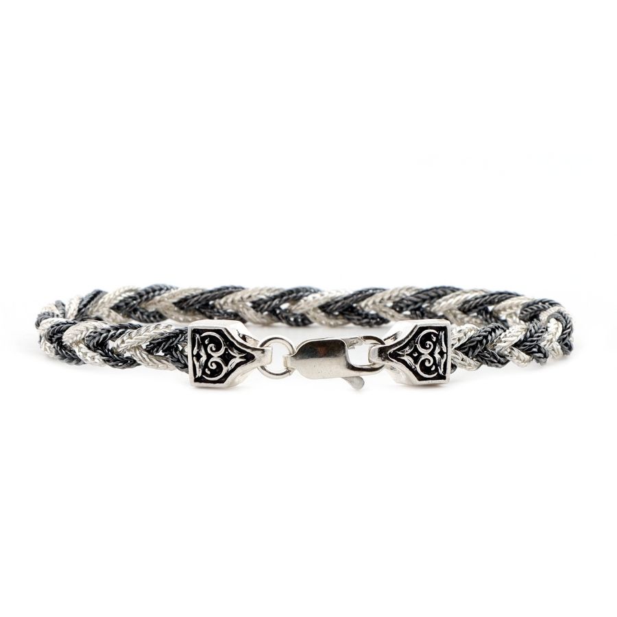 925K Mardin Straw Minimal Silver Bracelet