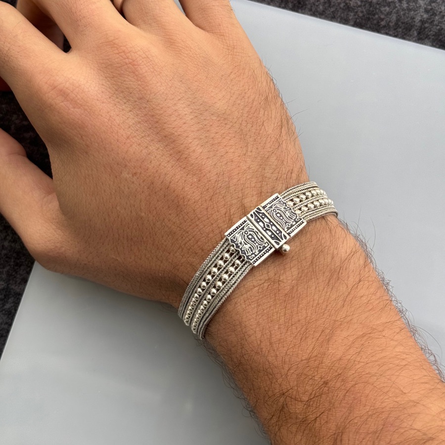 Mardin Wicker Dorica 7 row Silver Bracelet