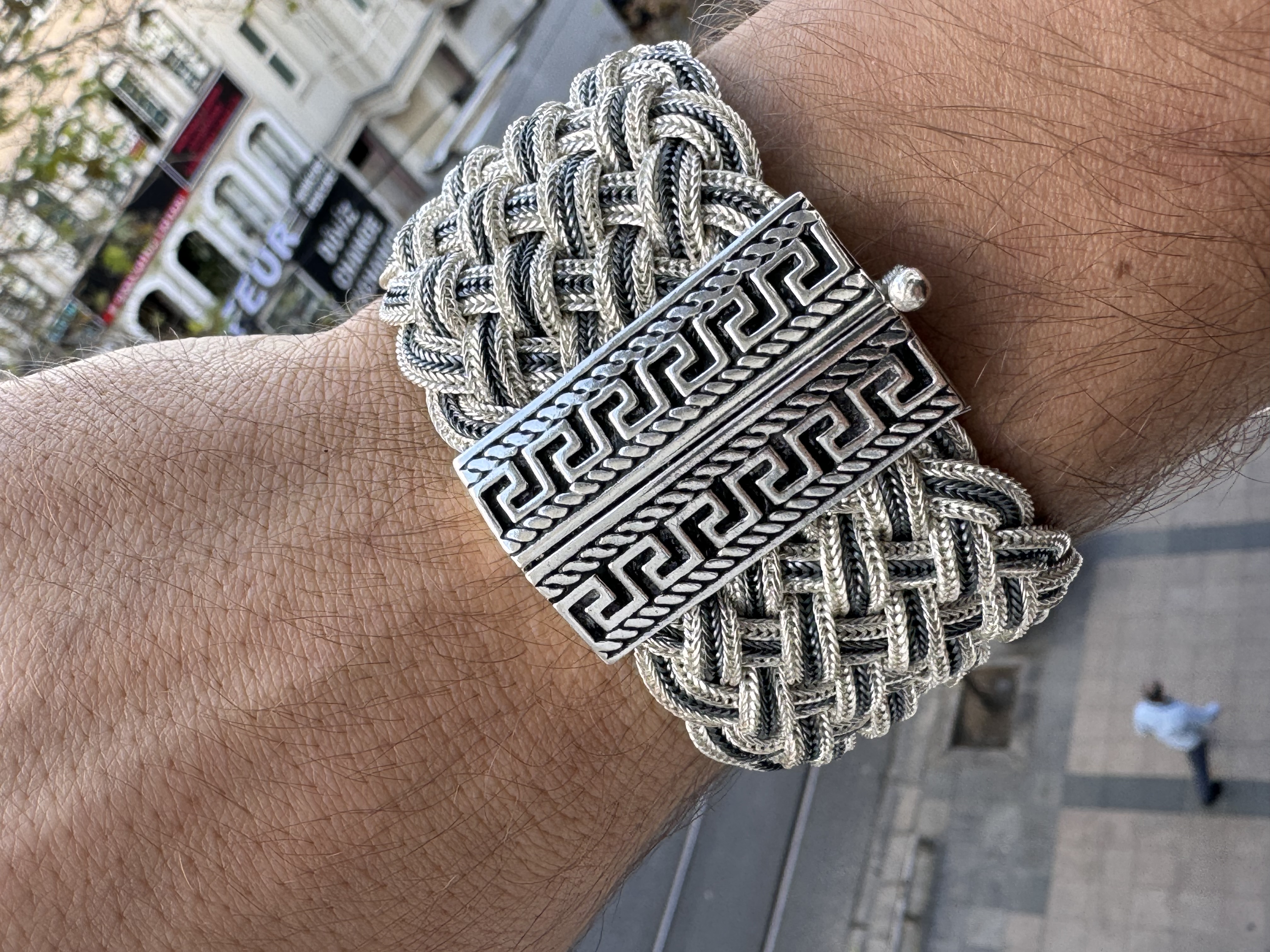 925 carat Mardin Wicker Unisex Silver Bracelet