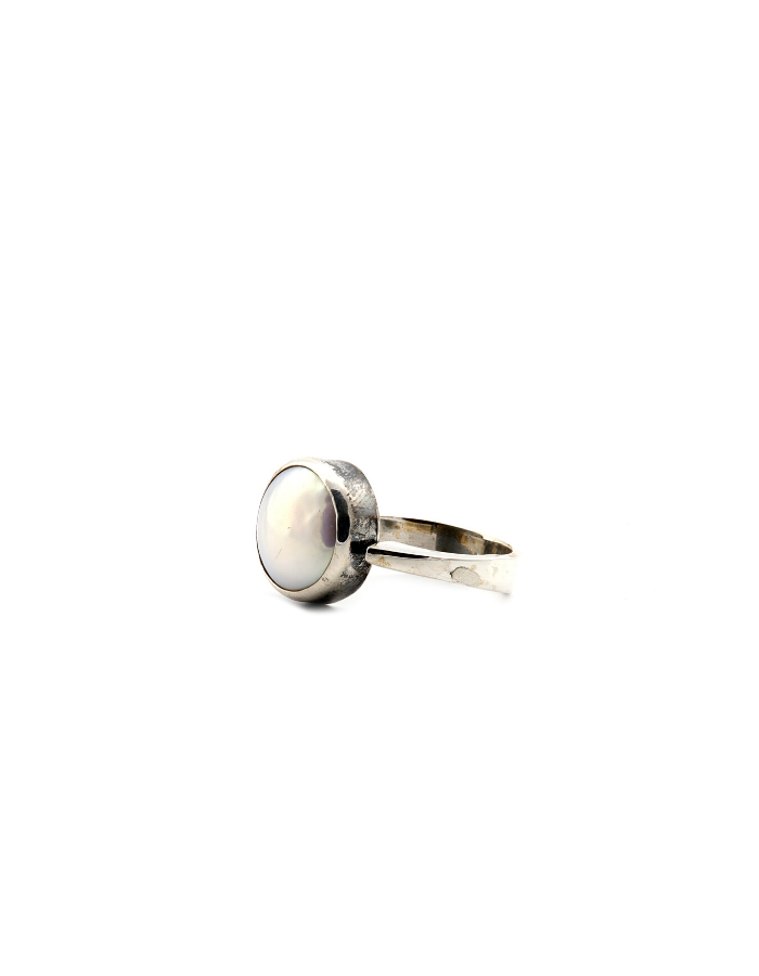 Spiral Women’s Pearl Silver Ring