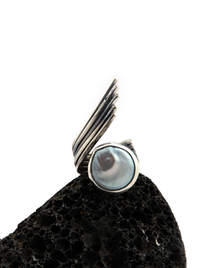 Natural Pearl Model Women’s Sterling Silver Ring