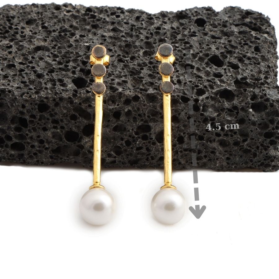 Gold Plated Pearl Womens Silver Earrings