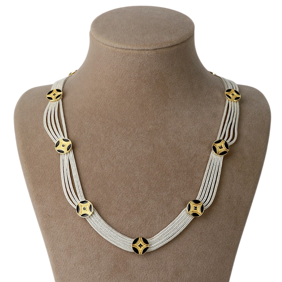 925 K Etnik Star Motif Mardin Mesh Silver Necklace