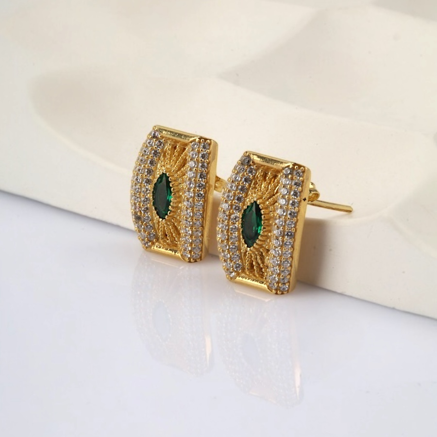 925 Sterling Stone Flower Motif Women’s Earrings