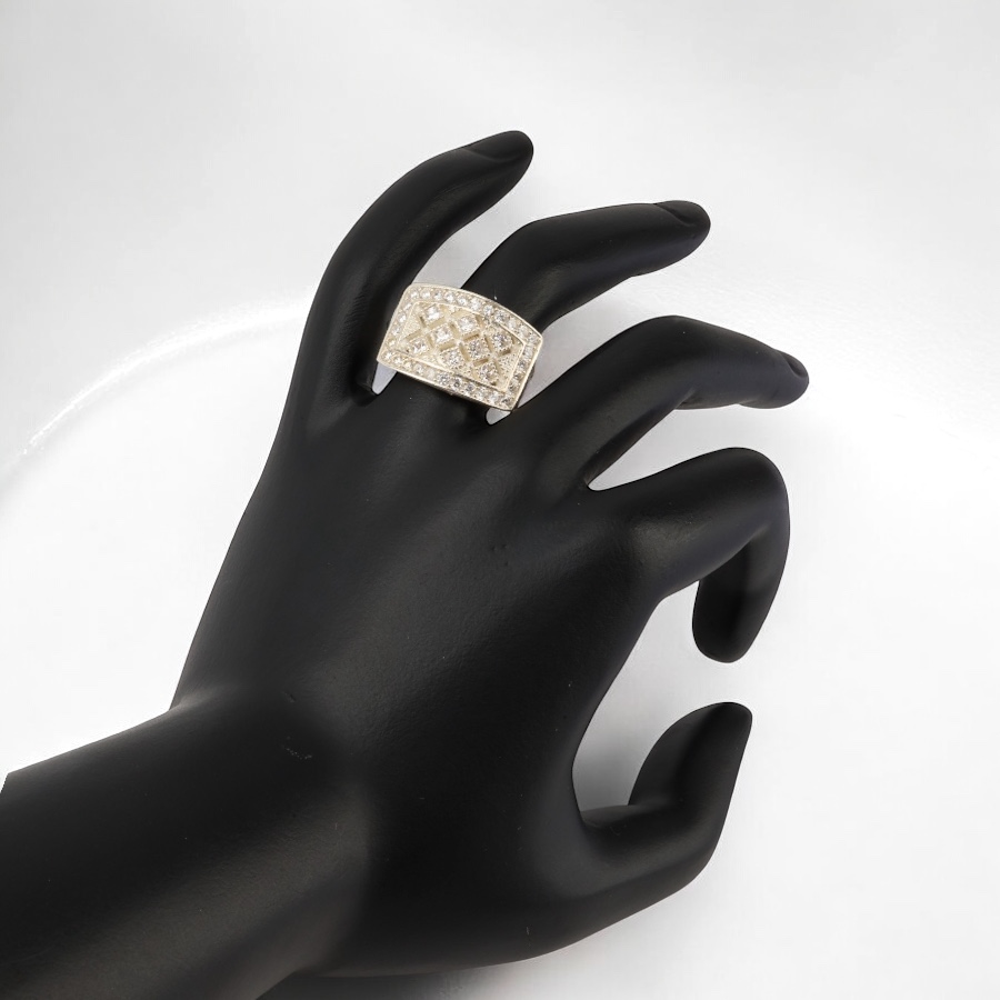925 Sterling Three Row Princess Wicker Silver Ring