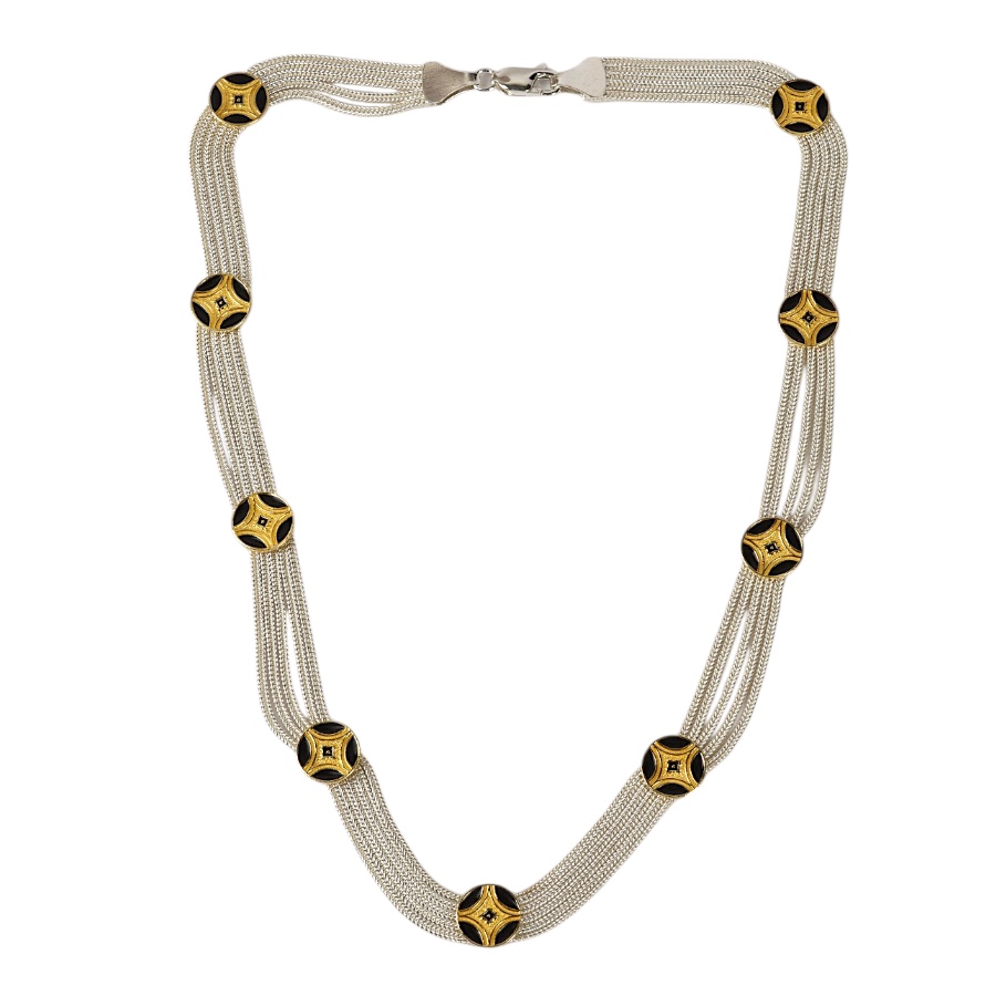 925 Sterling Silver Necklace with Ethnic Star Motif Mardin Straw