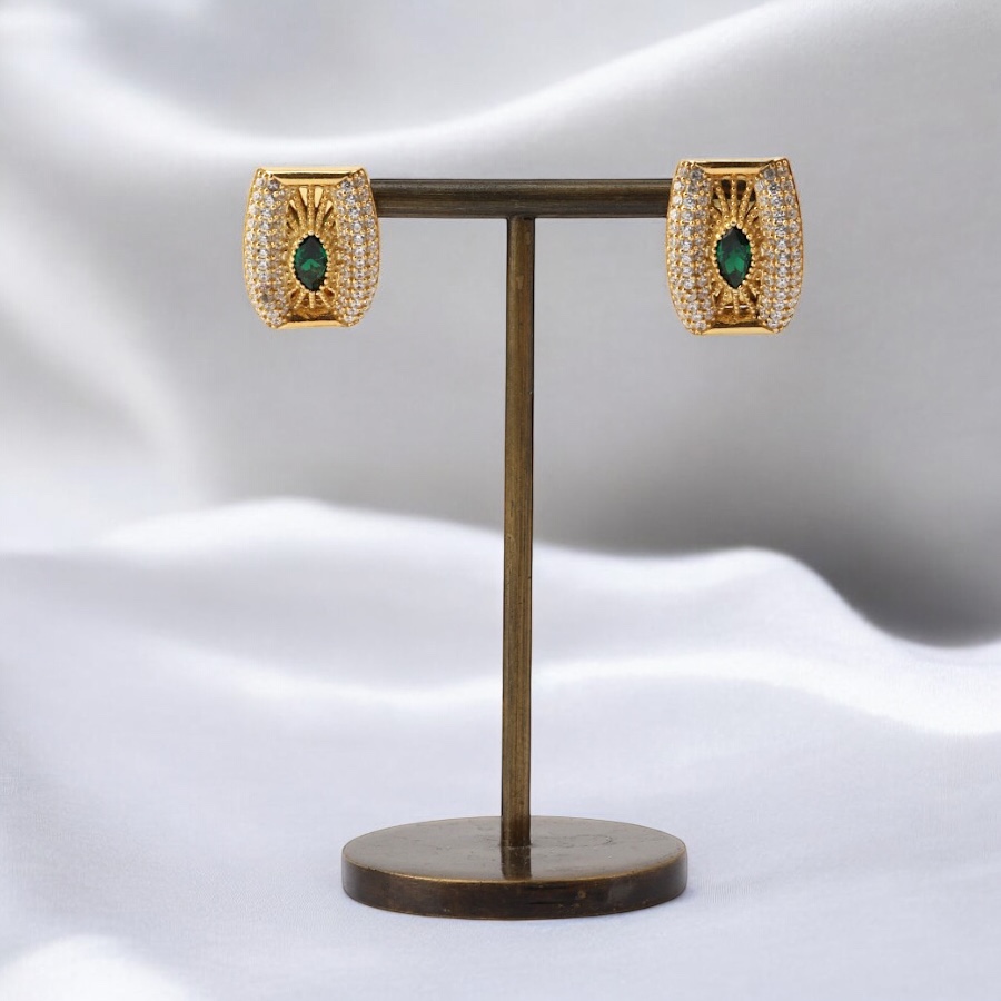 925 Sterling Stone Flower Motif Women’s Earrings
