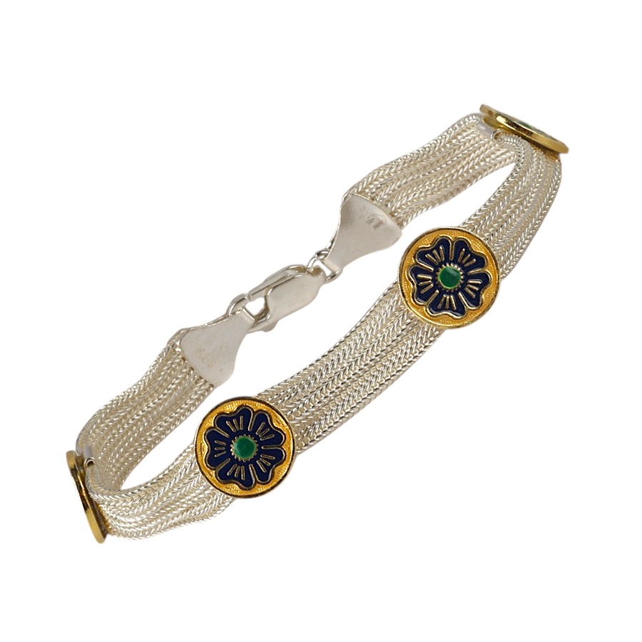 925 Sterling Daisy Motif Mardin Straw Bracelet