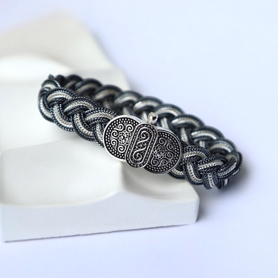 925 Carat Mardin Straw Silver Bracelet