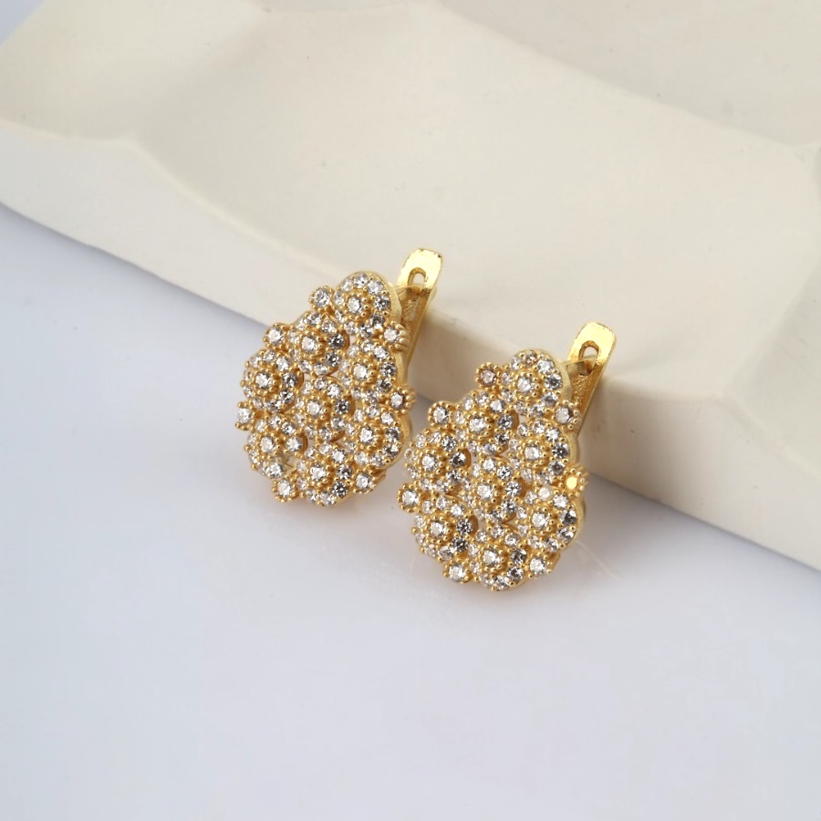 925 Sterling Green Flower Motif Women’s Earrings