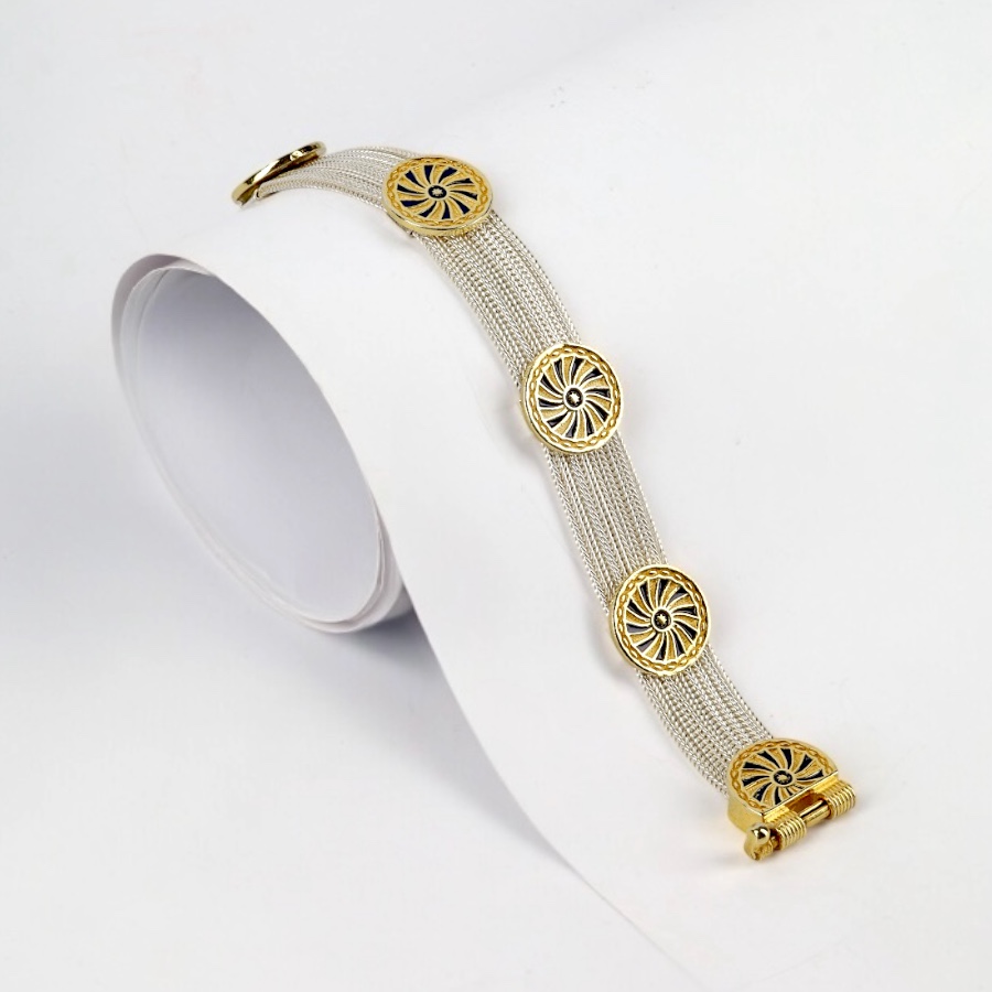 925 Sterling Silver Bracelet with Spiral Motif Mardin Straw