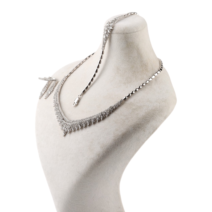 925 Sterling Zircon Stone Waterway Silver Set